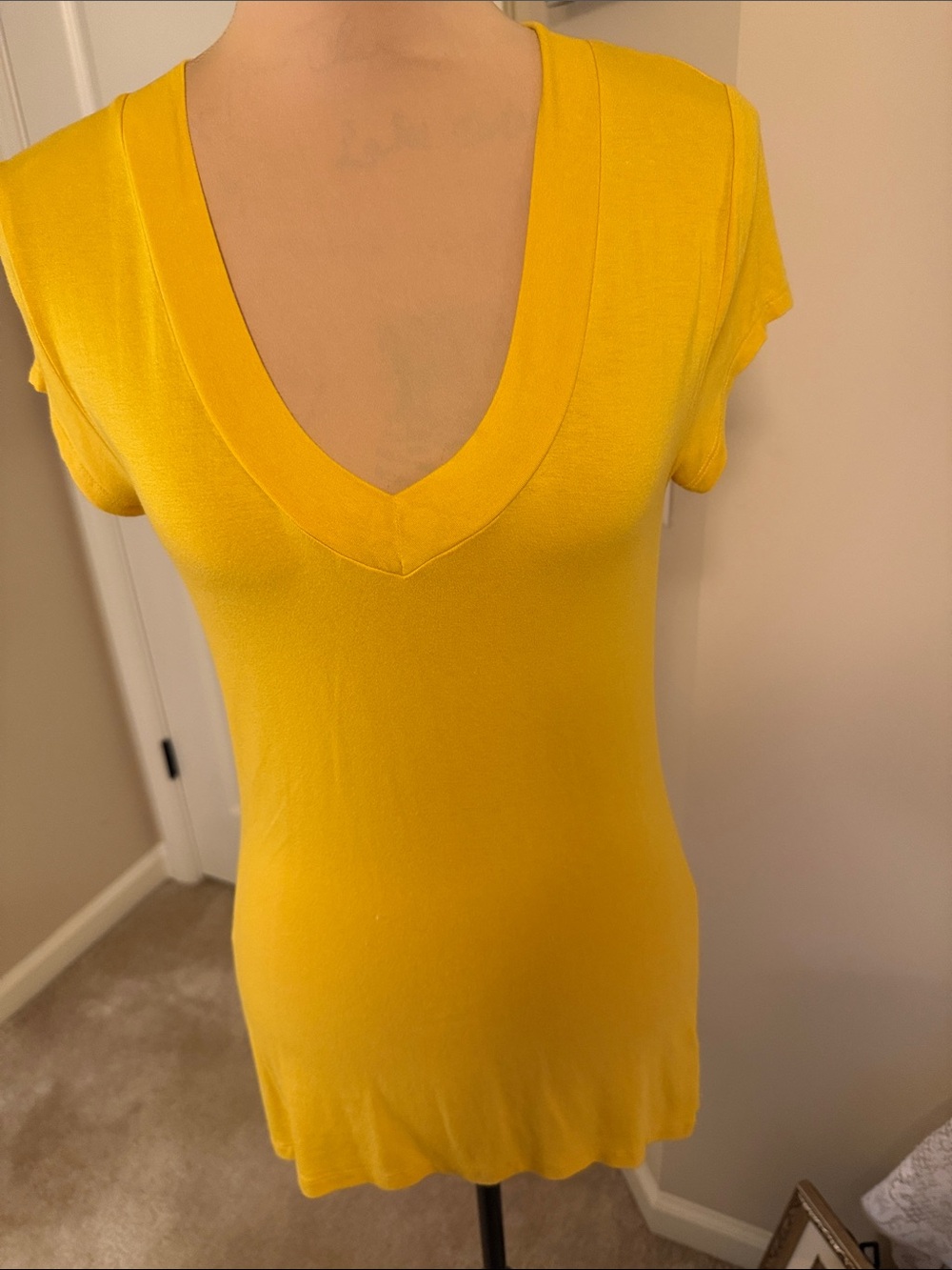 Mossimo Supply Co. Bright Yellow V-Neck Short Sleeve Tee